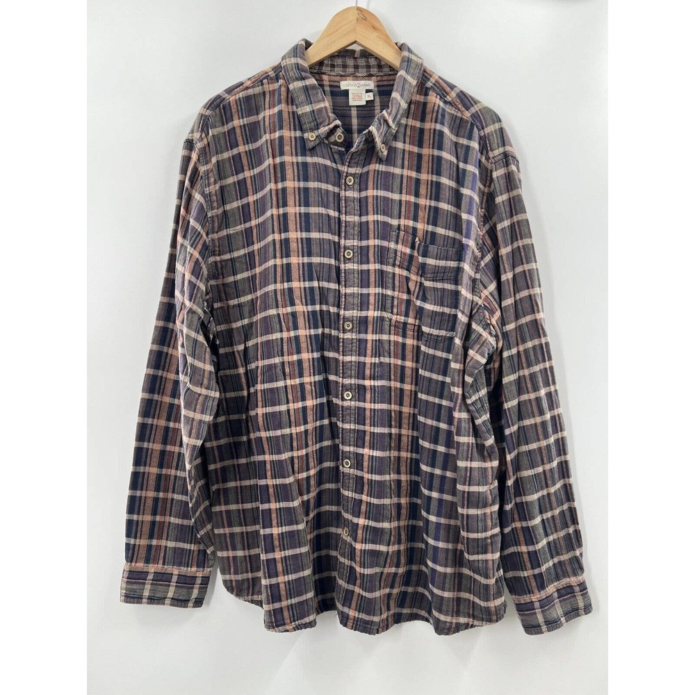 Carbon 2 Cobalt Men’s Long Sleeve Lined Cotton Button Up Shirt Plaid Size XL
